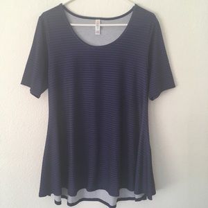LuLaRoe Perfect Tee Blue/Black Stripped Woman’s S